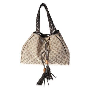 Gucci Brown GG Canvas & Leather Peggy Braided Tote